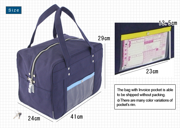 Canvas Mailing Boston Bag with Invoice PocketSize